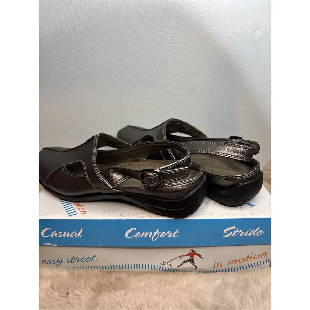 Easy Street Sportster Slingback Mule Pewter‎ 7.5 M